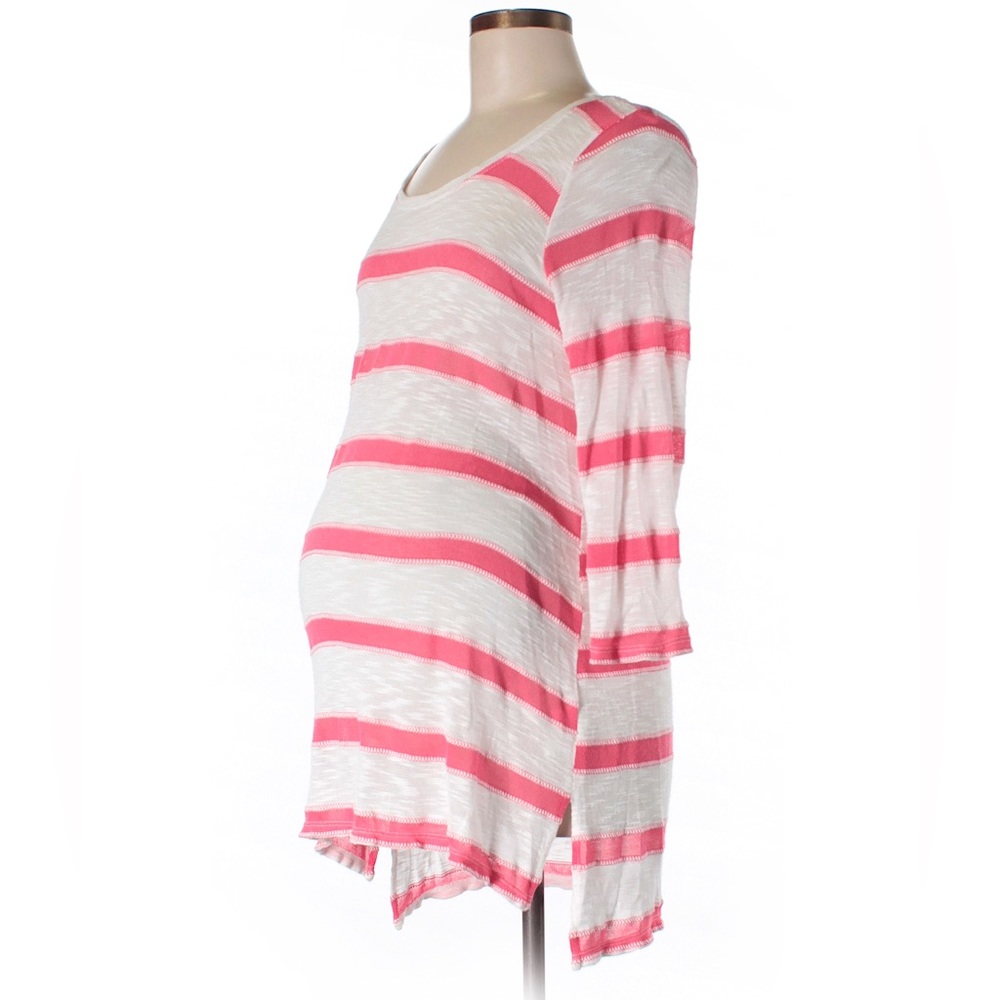 Motherhood Maternity Stripe Scoop Neck Tunic Top Pink Sz M